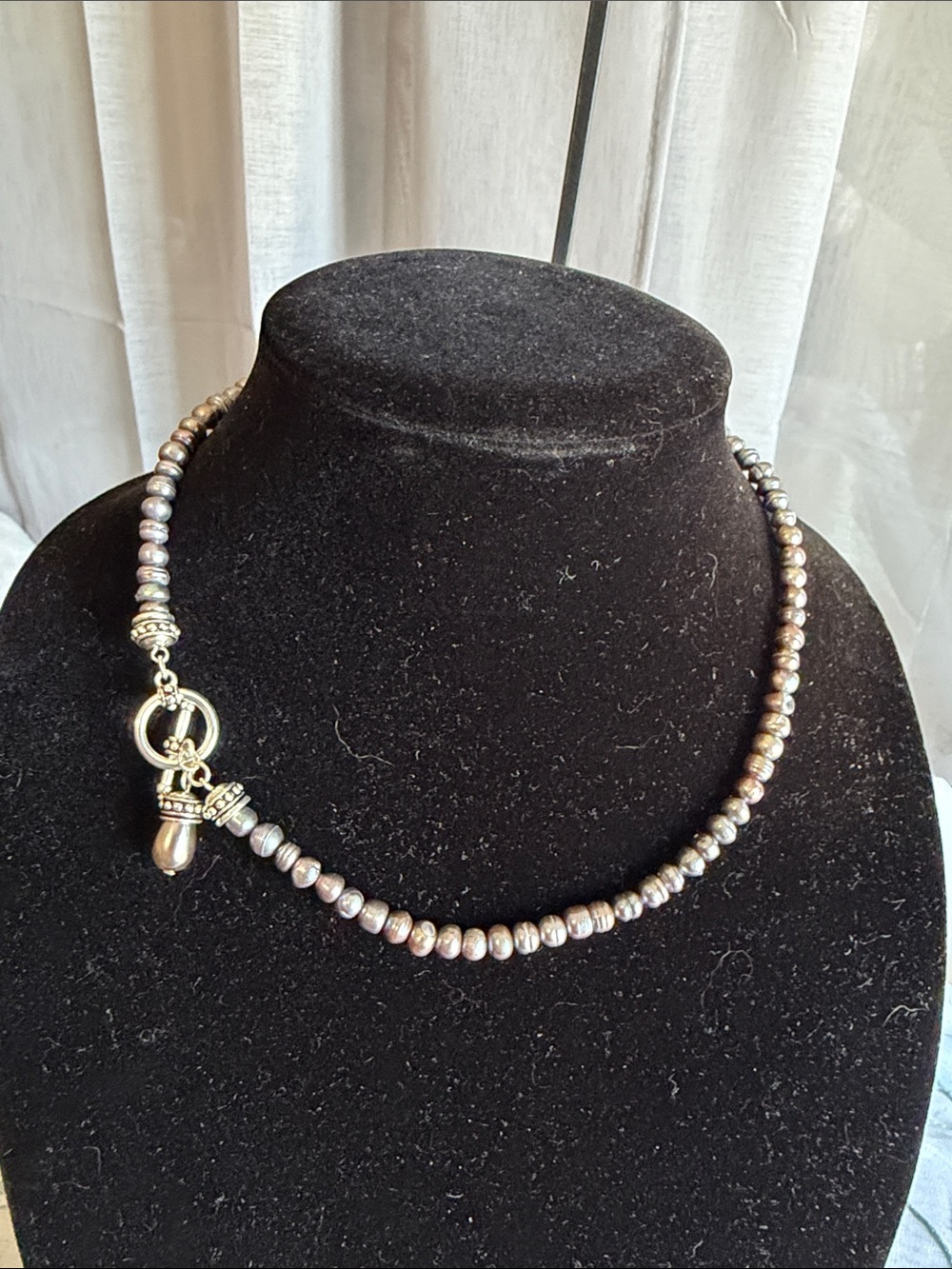 Purple/Gray Pearl Toggle Necklace - Elegant Women's Jewelry